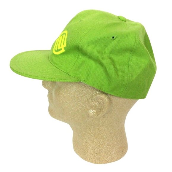 FF Logo Pit Bull Hat Neon Green Fitted Stretch Flat Bill Cap Size 7-1/8 - Picture 4 of 7